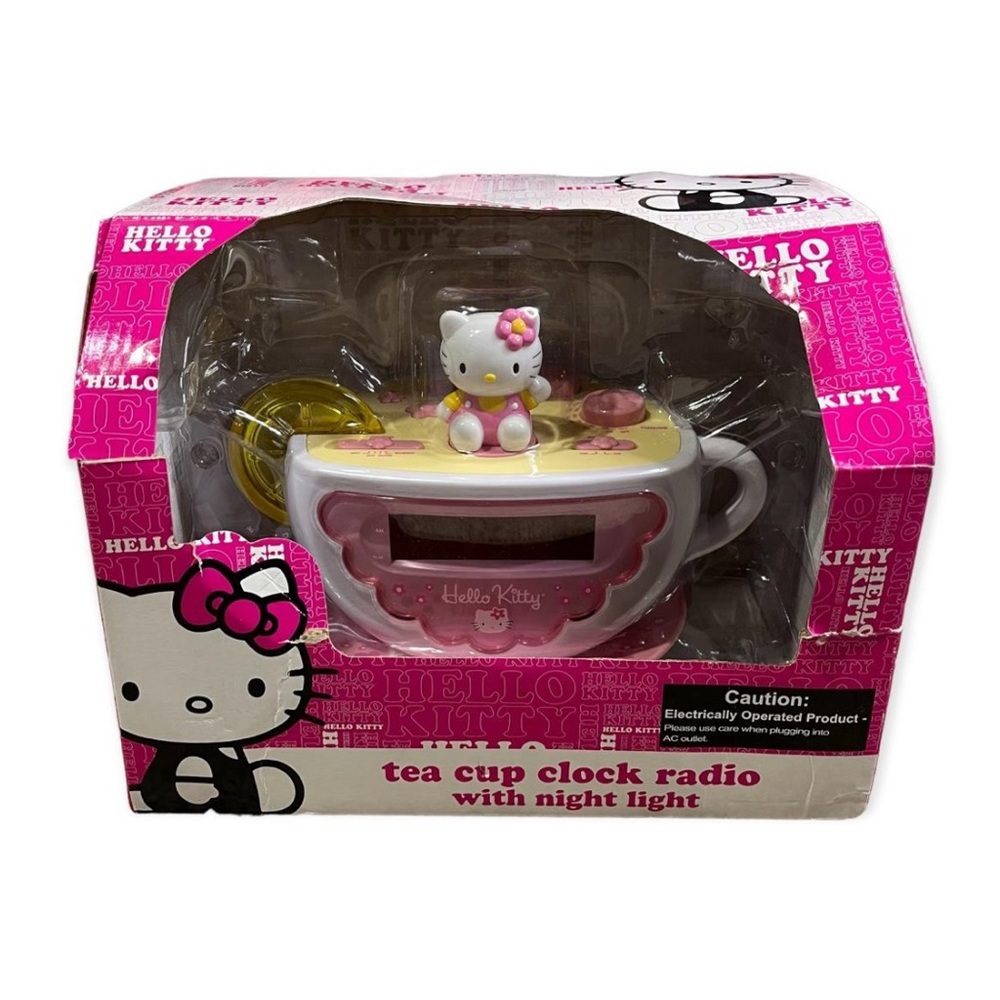 Hello Kitty Pink Tea Cup Clock Radio with Night Light